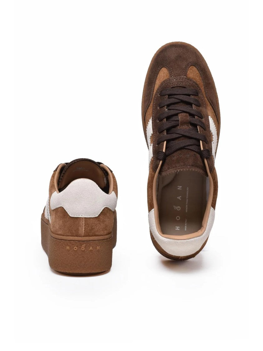 Hogan Brown Suede Wedge Sneakers