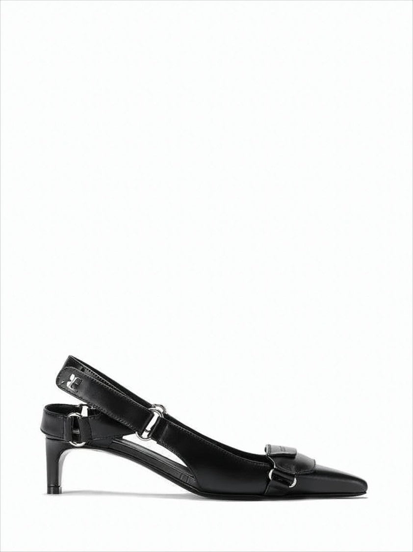 Courrèges Pointed Toe Slingback Pumps With Adjustable Buckle Detail
