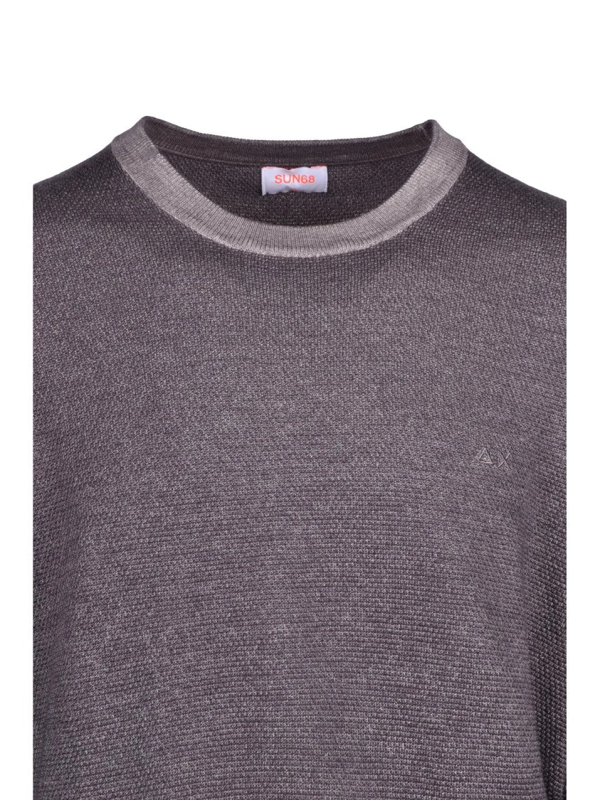 Sun68 Grey Merino Wool Crewneck Sweater