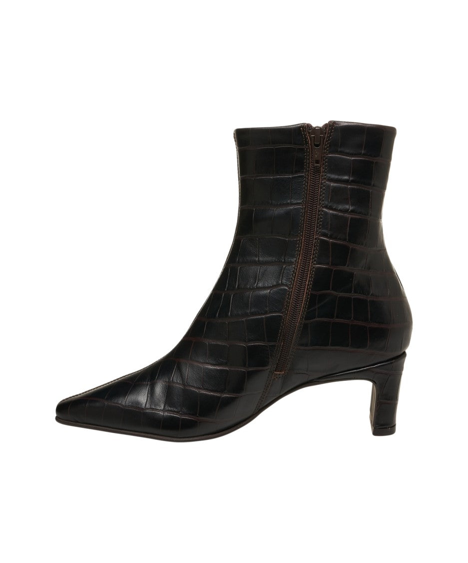 Copenaghen Crocodile-Effect Leather Ankle Boots With Pointed Toe