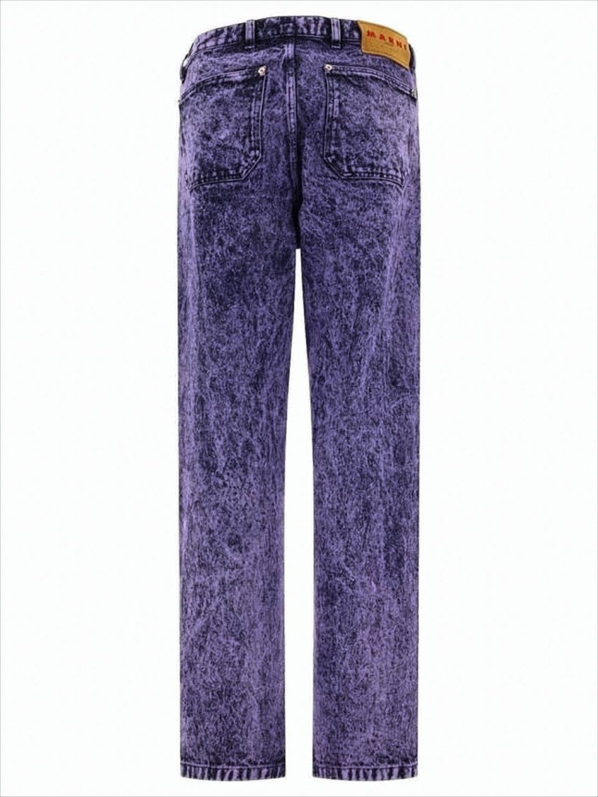Marni Indigo Acid-Wash Denim Pants With Classic Five-Pocket Design