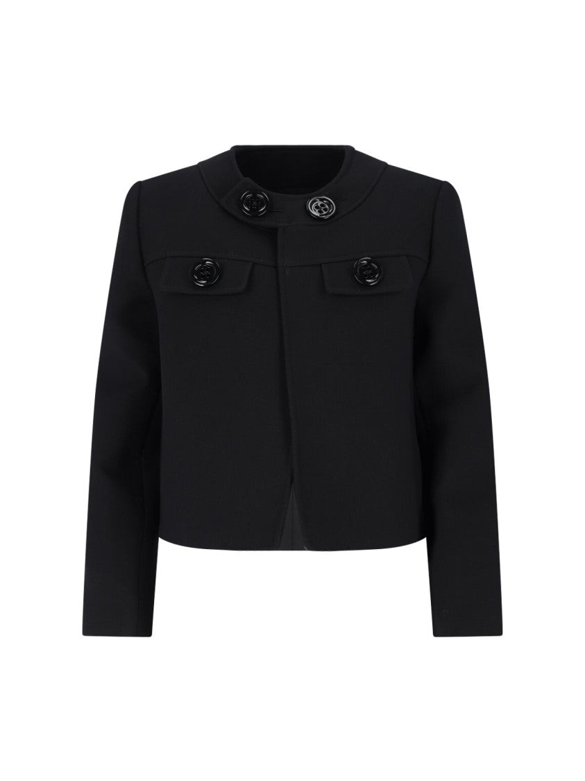Céline Wool Jacket With Oversized Buttons And Round Neckline