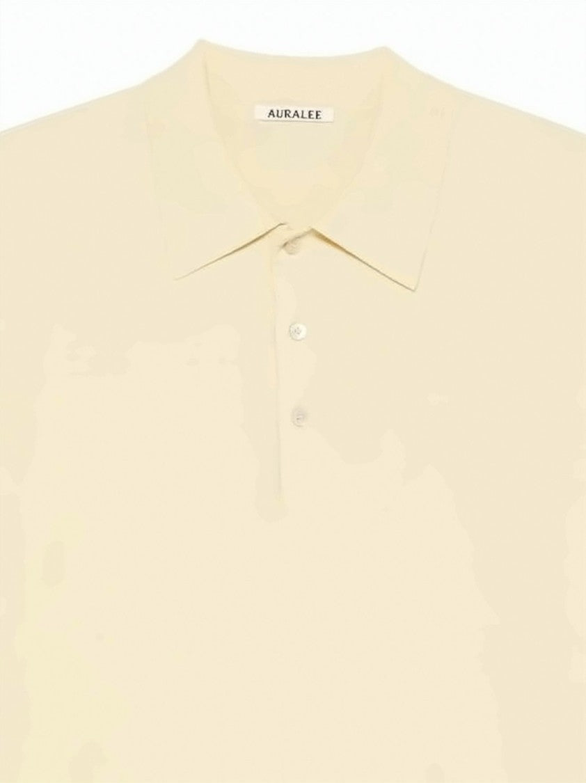 Auralee Short-Sleeved Polo Shirt With Classic Collar And Ribbed Hem