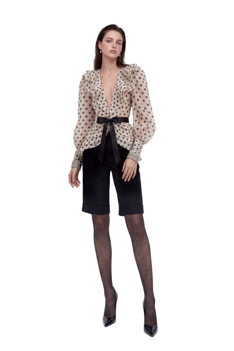 Saiid Kobeisy Cuffed Crepe Bermuda Shorts With Tailored Silhouette
