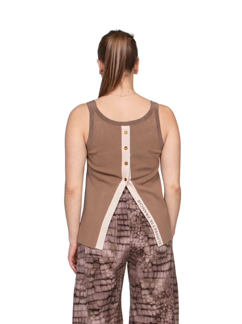 Elisabetta Franchi Scoop Neck Contrasting Back Stripe Top