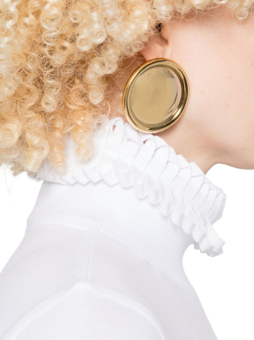 Alaïa High Collar Cropped White Cotton Shirt