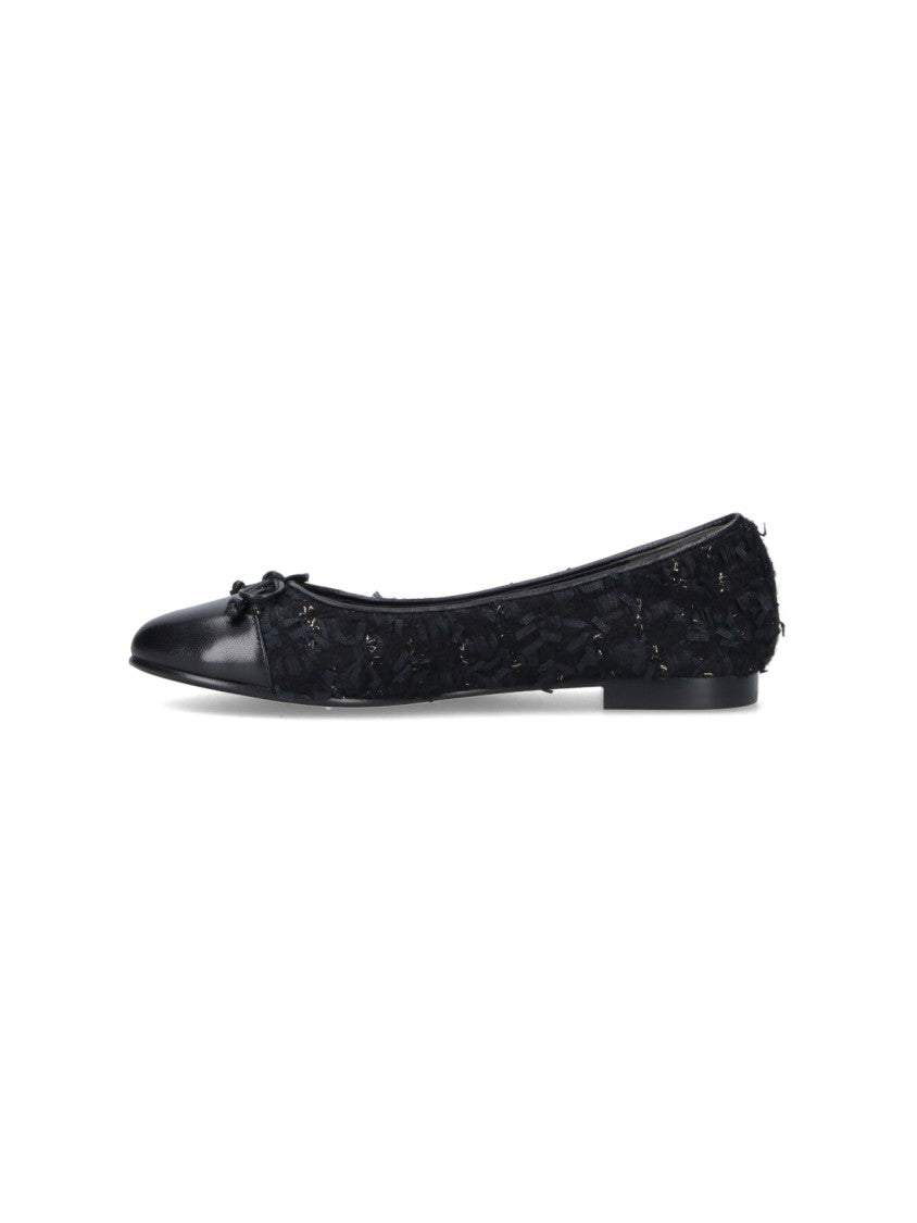 Tory Burch Tweed Ballet Flats With Leather Toe Cap
