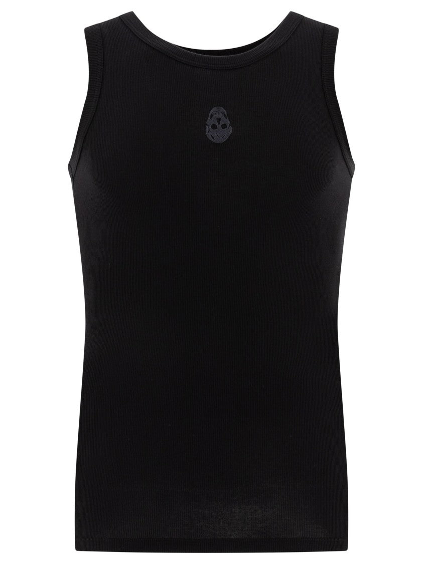 Alexander Mcqueen Black Ribbed Tank Top