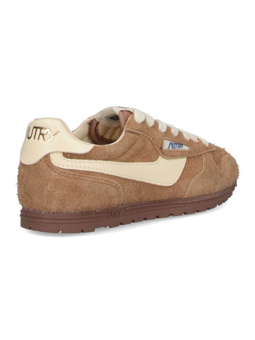 Autry Low-Profile Suede Sneakers With Cream Accents