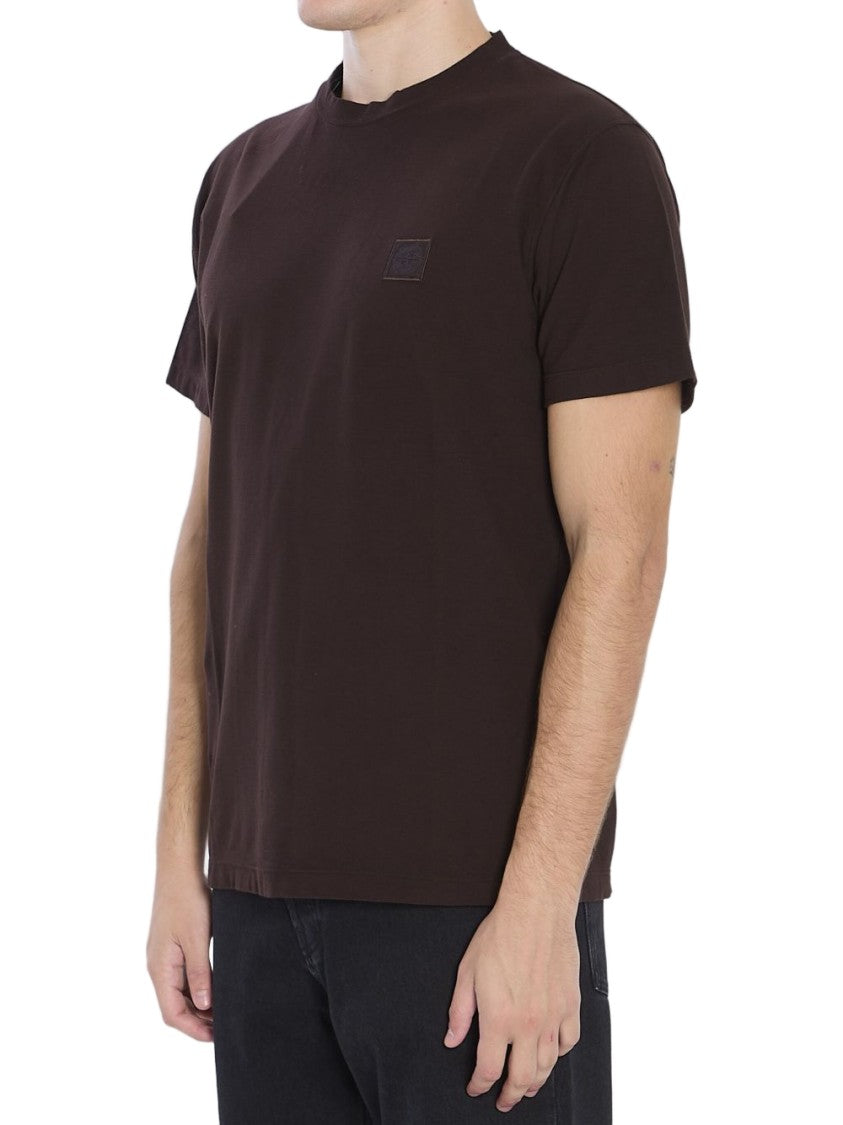 Stone Island Dark Brown Crepe Cotton Jersey T-Shirt
