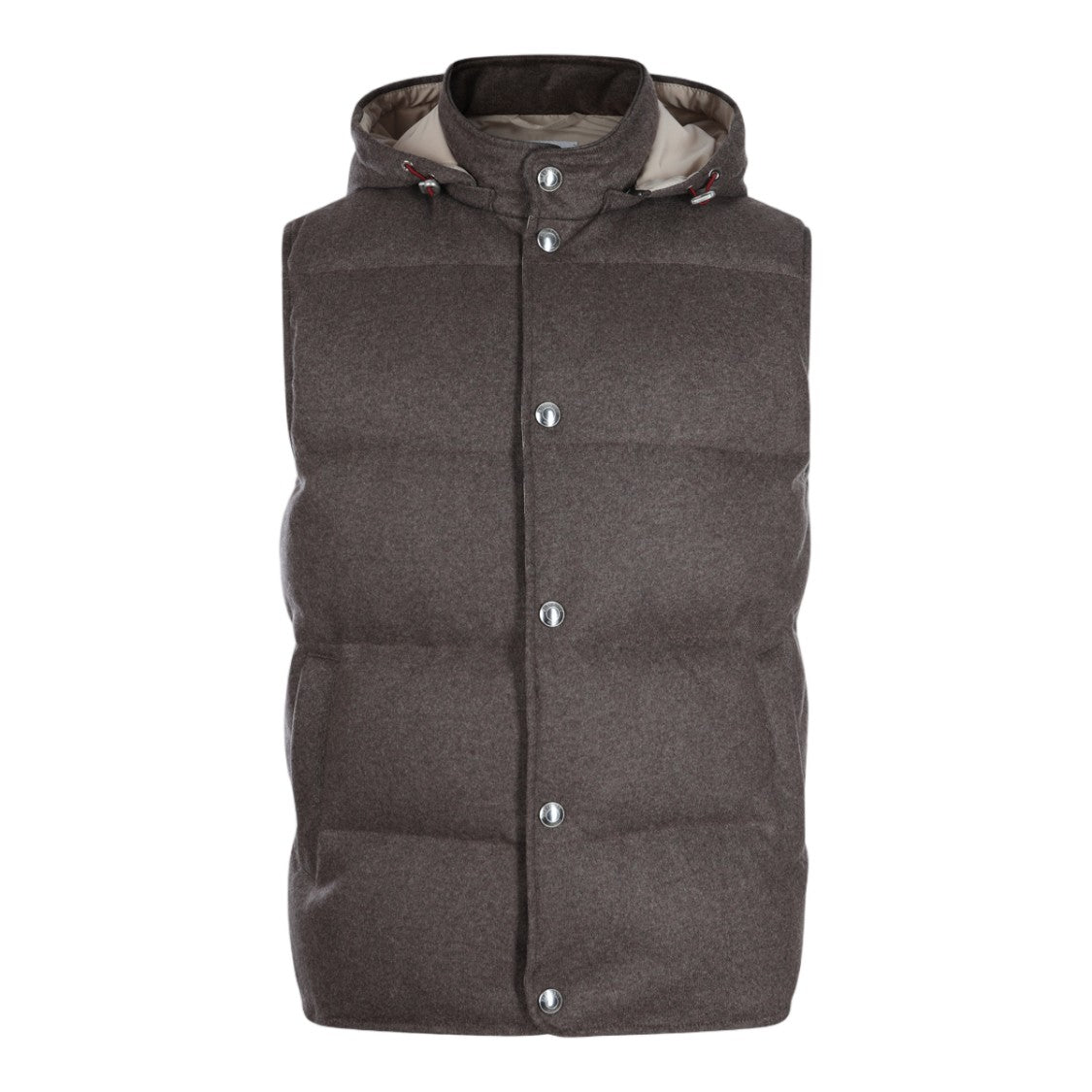 Eleventy Sleeveless Padded Vest With Detachable Hood And Textured Design