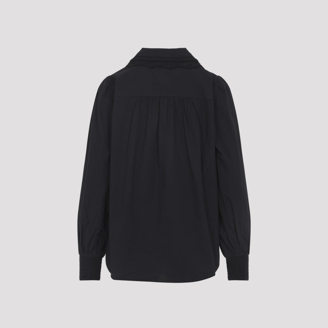Farm Rio Long-Sleeved Black Top With Cut-Out Embroidery