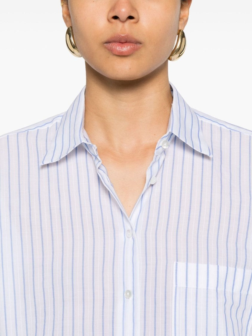 Xacus Classic White Cotton Shirt With Striped Texture