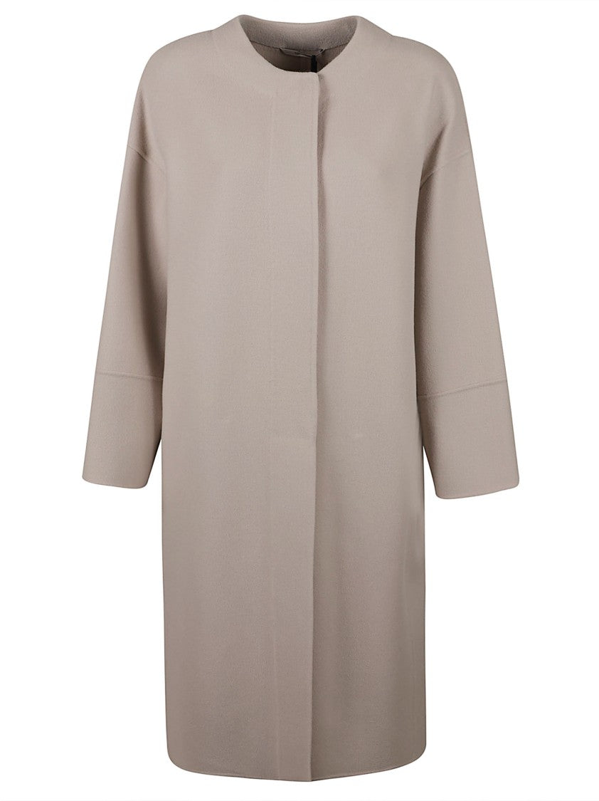 Max Mara Loose-Fitting Minimalist Coat With Collarless Neckline
