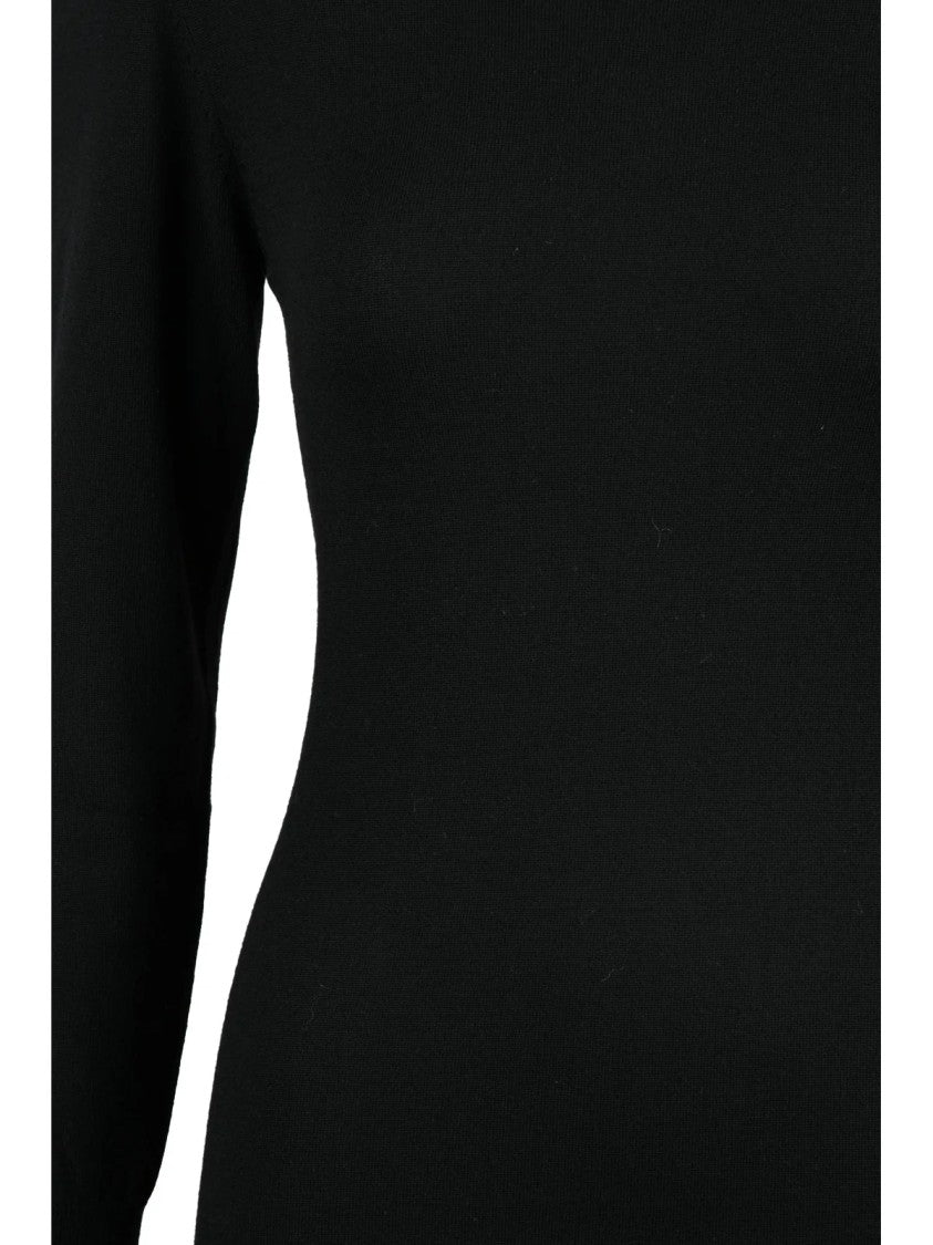 P.A.R.O.S.H. Long Black Knit Dress With Subtle Side Slit