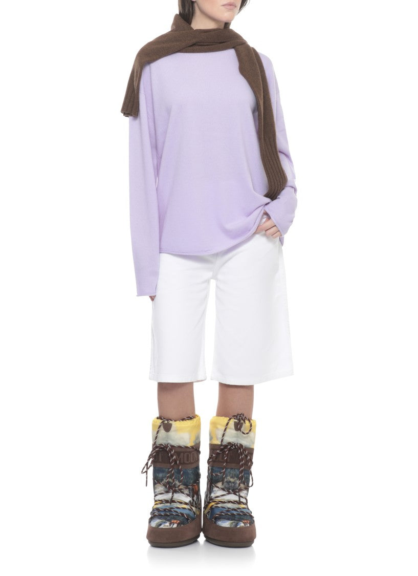 Guest In Residence Lilac Oversized Crew Cashmere Sweater