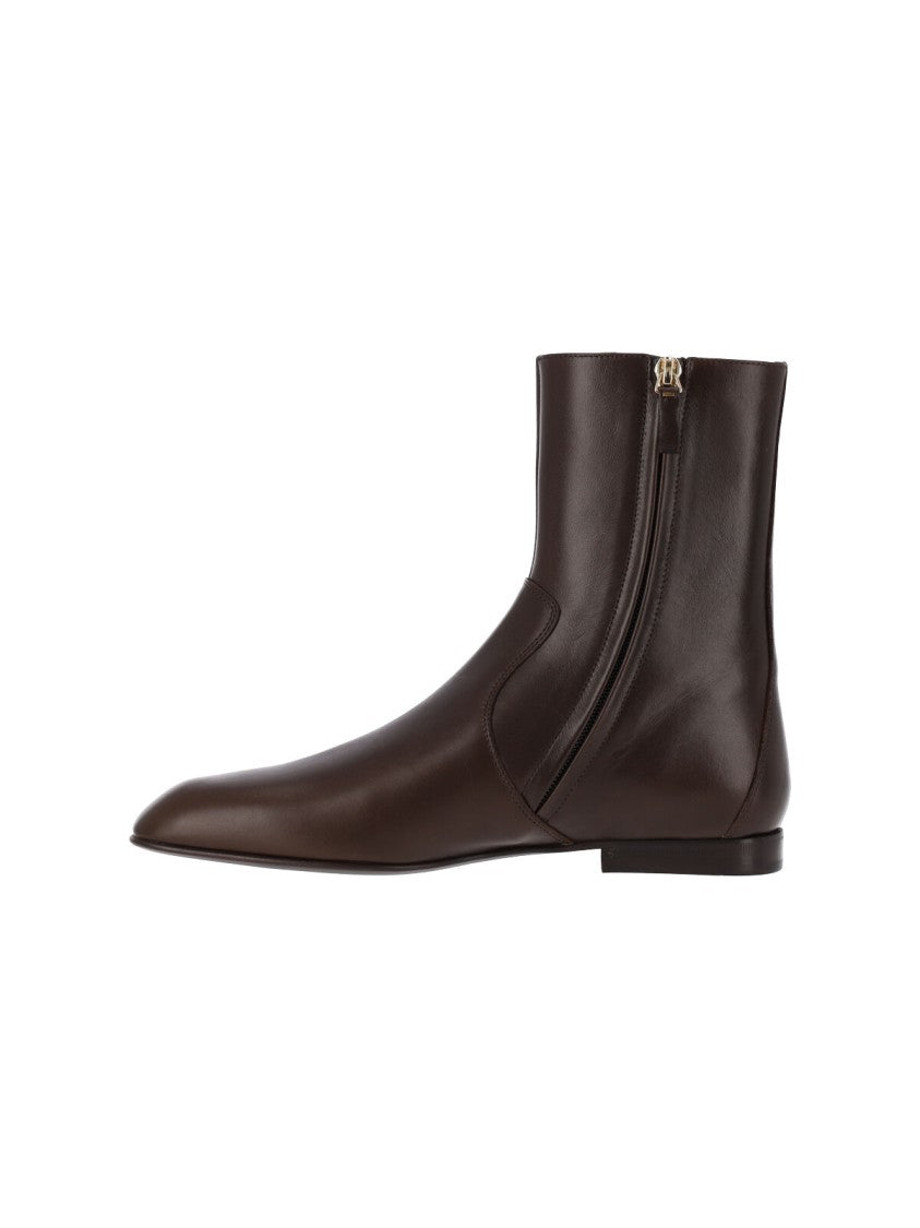 Khaite Brown Calfskin Colt Ankle Boots