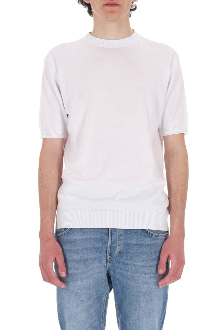 Barba White Cotton Knit T-Shirt