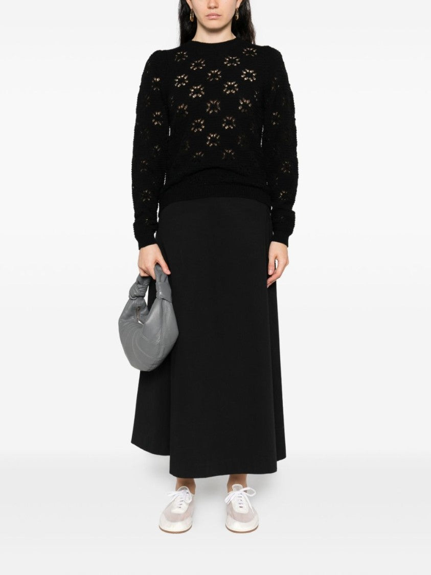 Twin-Set Black Sweater With Floral Openwork Detailing