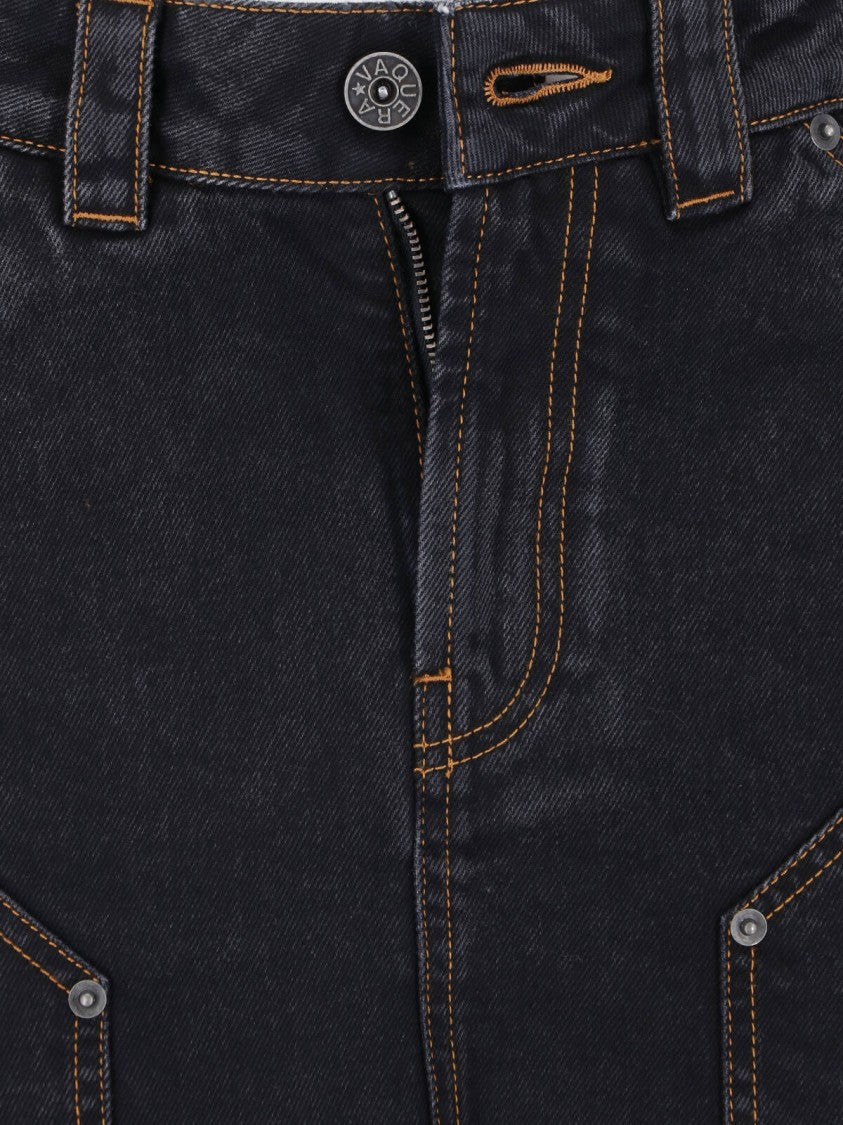 Vaquera Black Asymmetrical Deconstructed Denim Skirt