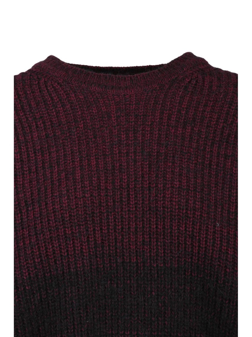 Pomandère Short Oversized Knit With Gradient Design And Ribbed Texture