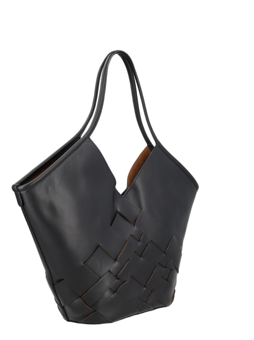 Hereu Black Woven Calf Leather Shoulder Bag