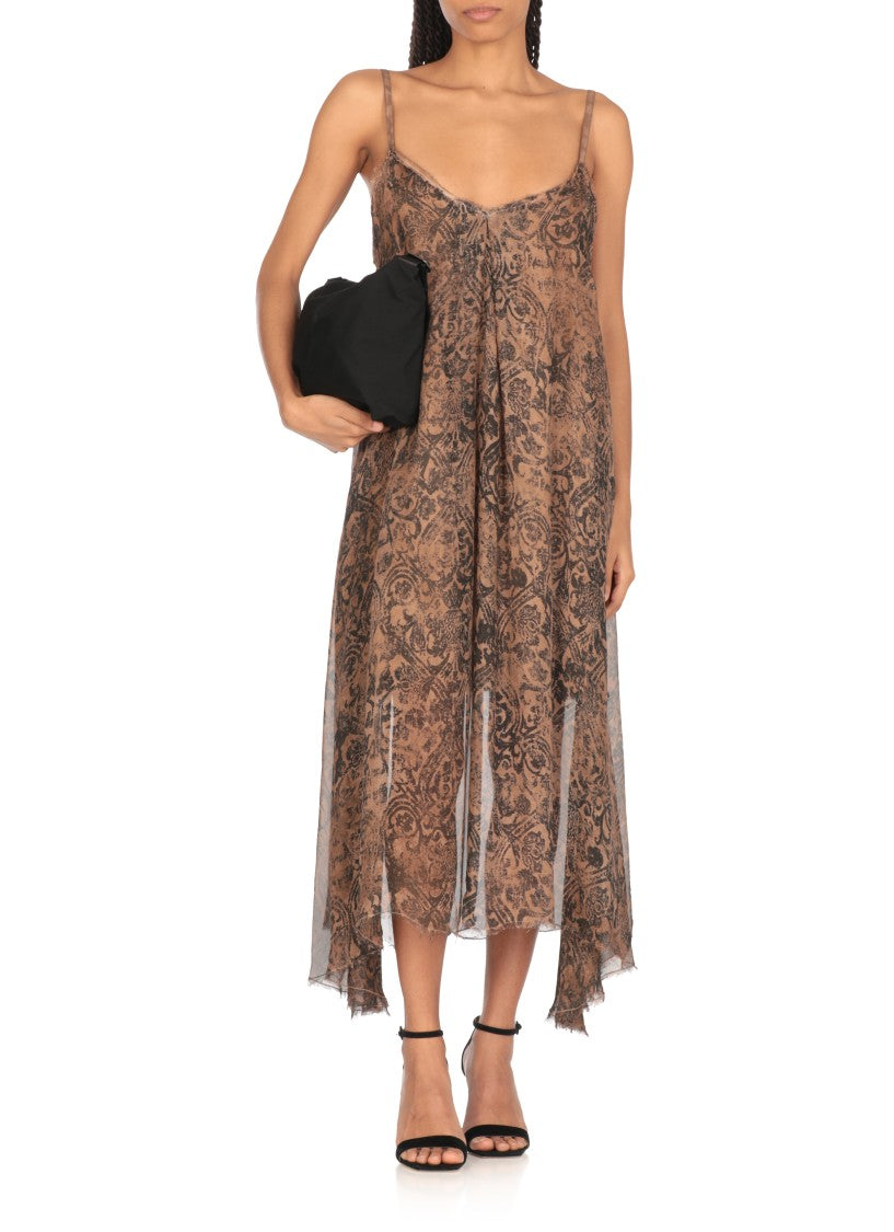 Sanctamuerte Brown Viscose And Silk Dress