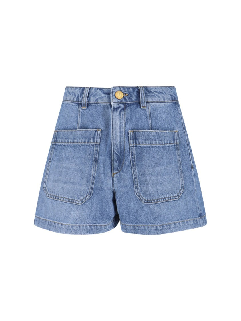 Seafarer Light Blue Denim Janet Shorts With Straight Leg Design
