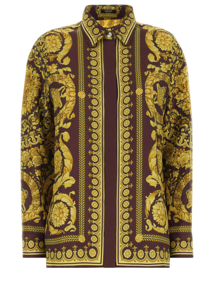 Versace Burgundy Marcos Silk Shirt