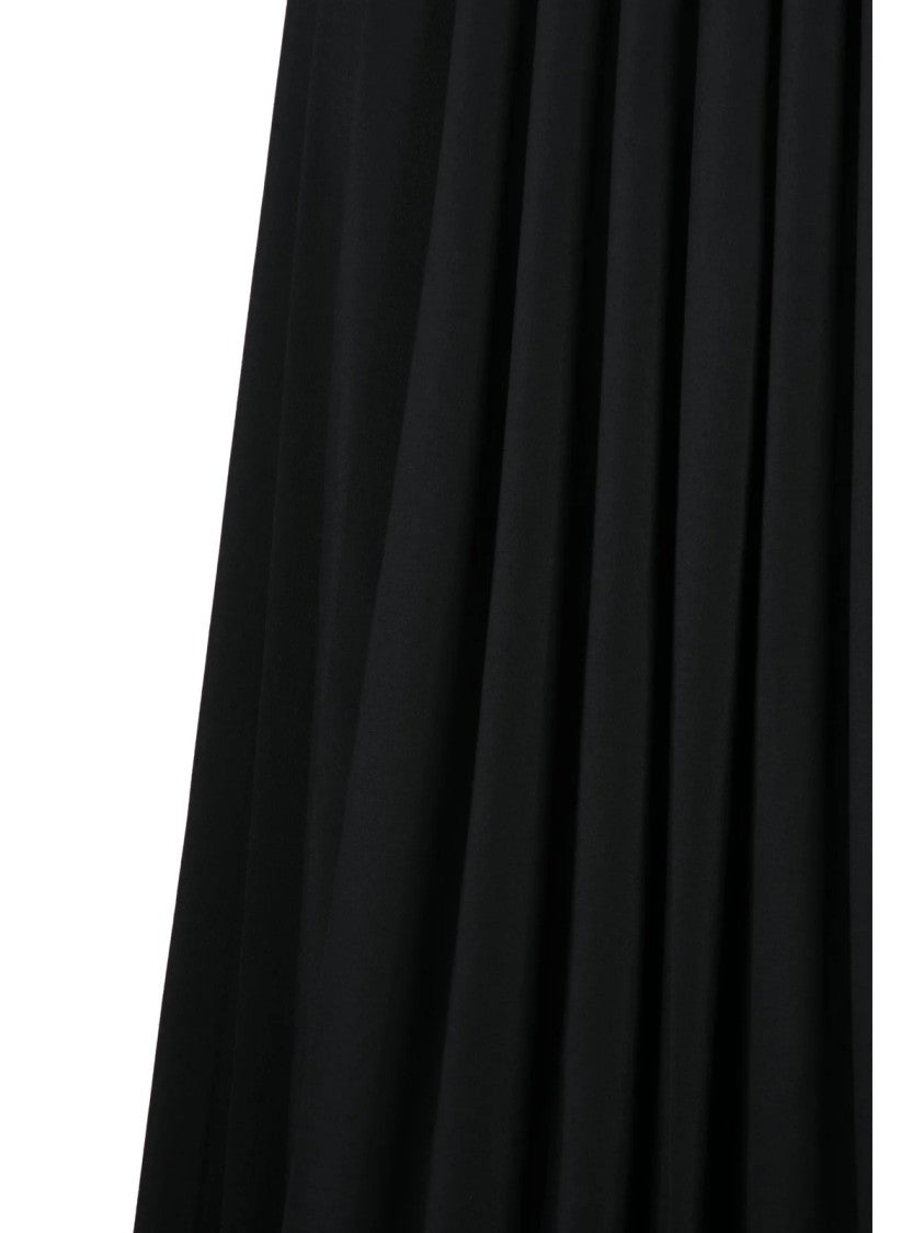 Mm6 By Maison Margiela Black Virgin Wool-Blend Zip Pleated Midi Skirt