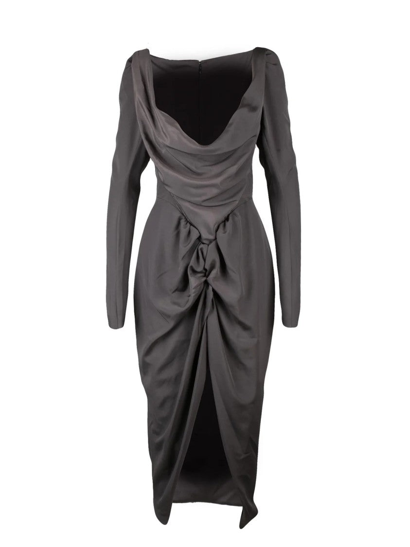 Vivienne Westwood Asymmetric Draped Midi Dress With Tailored Zip Details