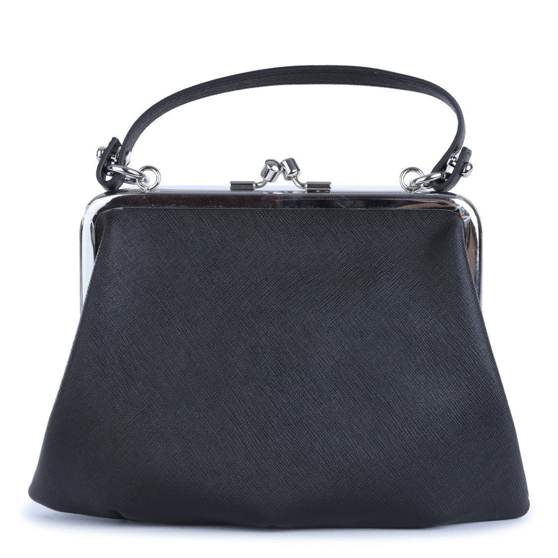 Vivienne Westwood Trapezoidal Handbag With Kiss-Lock Clasp And Silver Frame