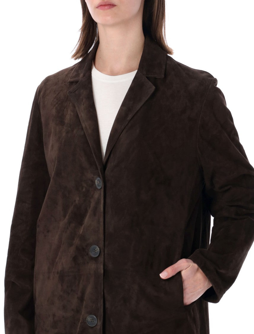 Sword Fringed Suede Leather Tailored Coat