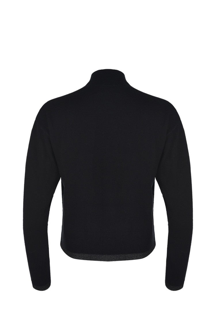 Pinko Black Wool-Cashmere Turtleneck Sweater