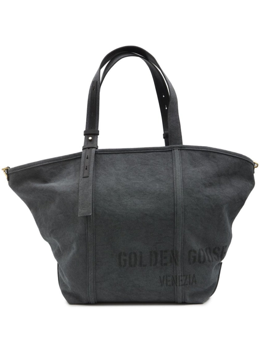 Golden Goose Textured Grey Cotton Tote Bag