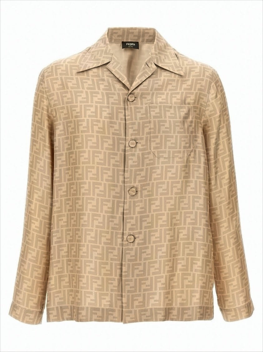 Fendi Tonal Geometric Pattern Silk Shirt
