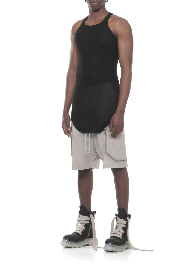 Rick Owens Black Tarp Rib Viscose-Silk Tank Top