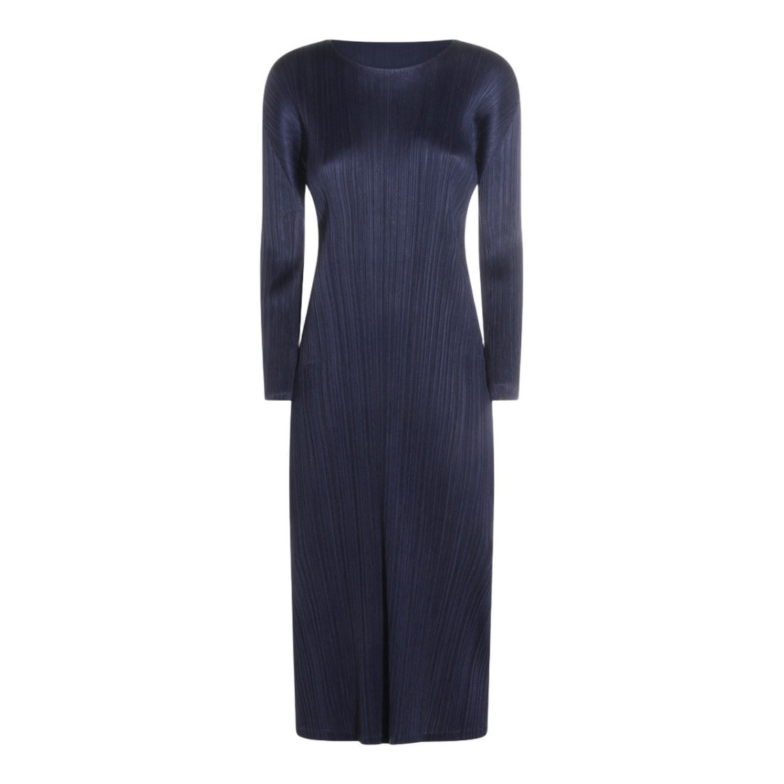 Issey Miyake Pleats Please Body-Skimming Midi Dress With Long Sleeves