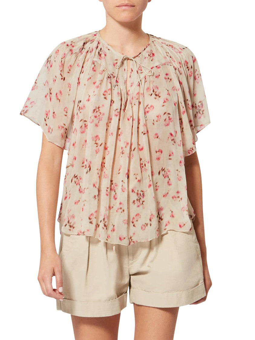 Isabel Marant Étoile Flowy Beige Blouse With Delicate Floral Print