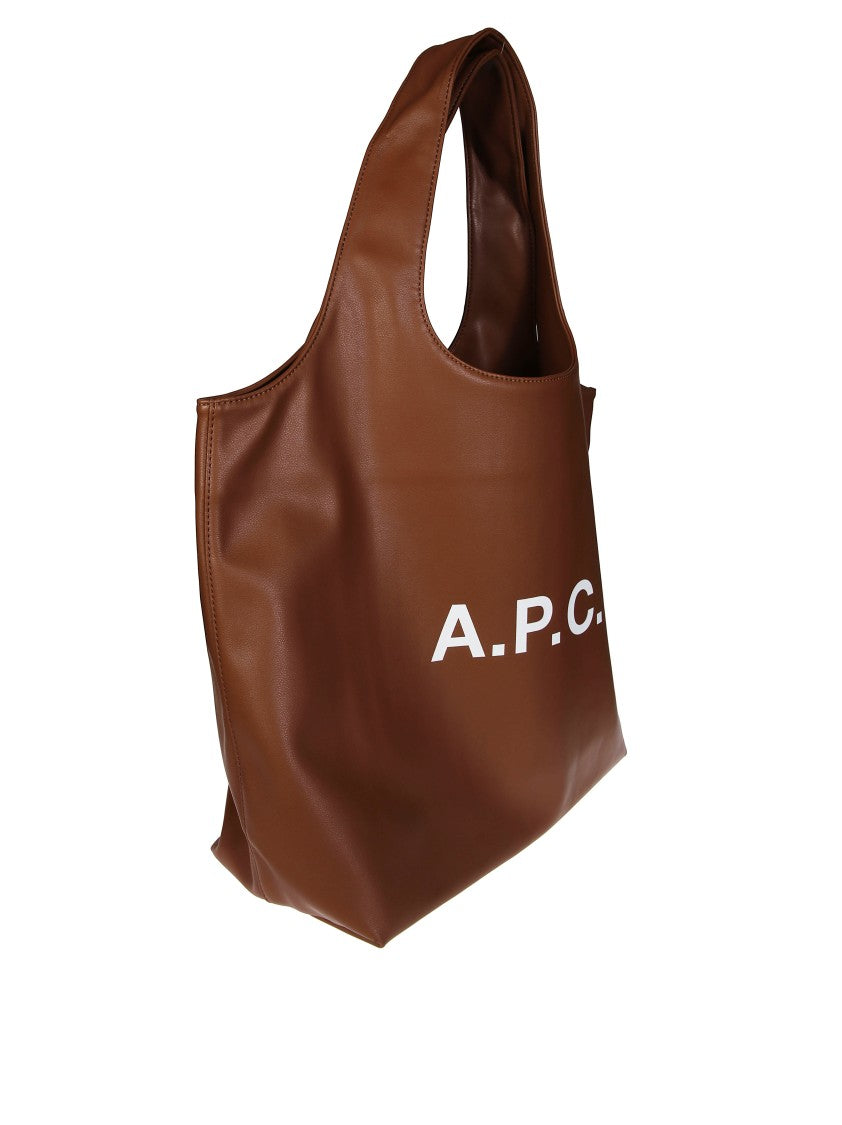 A.P.C. Ninon Brown Tote With Bold Front Lettering