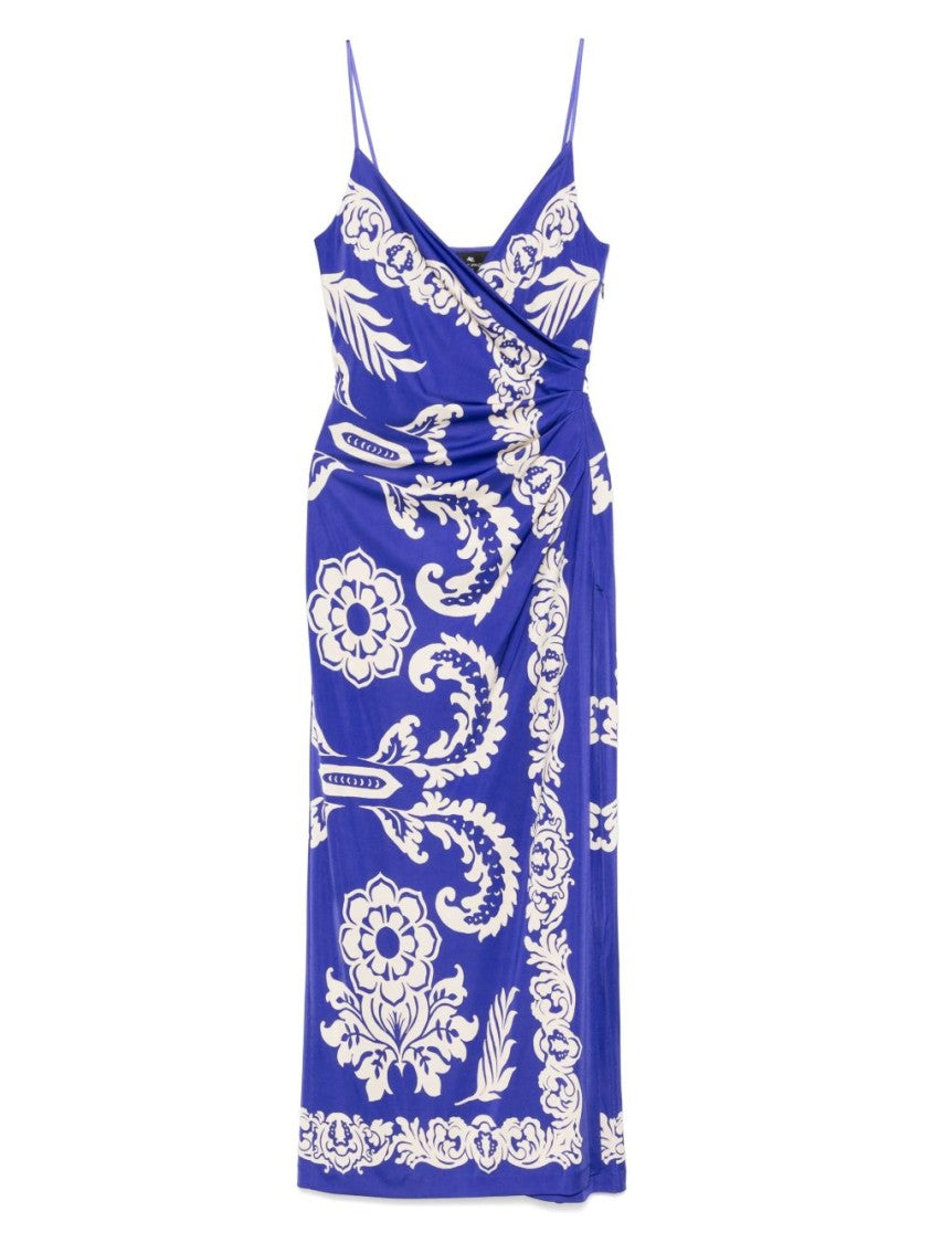 Etro Maxi Dress With Deep V-Neckline And Floral Patterns