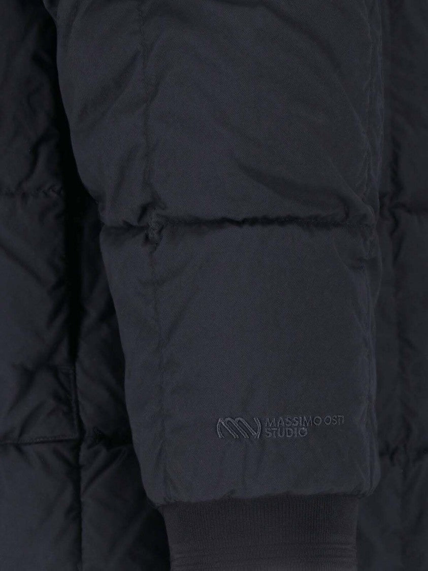 Massimo Osti Studio Black Quilted High Collar Padded Down Jacket
