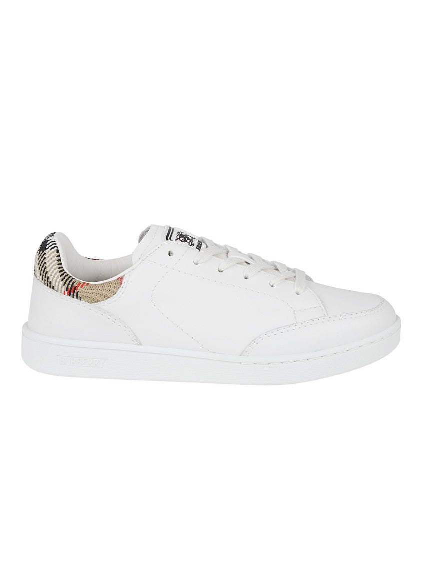 Burberry White Leather Low-Top Sneakers