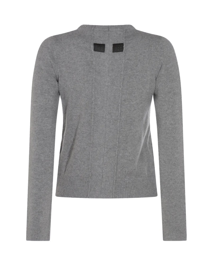 Mm6 By Maison Margiela Cardigan In Misto Lana With Ribbed Trims And Front Pockets