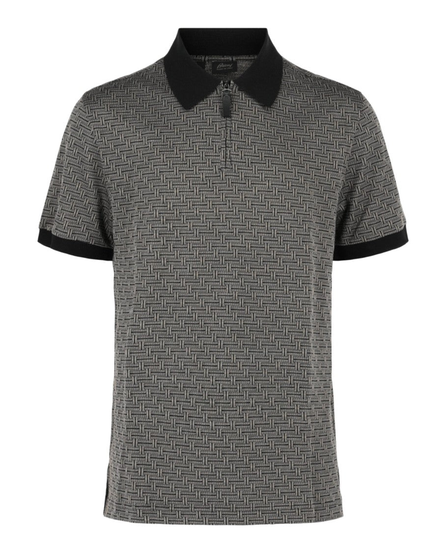Brioni Geometric Contrast-Trim Polo