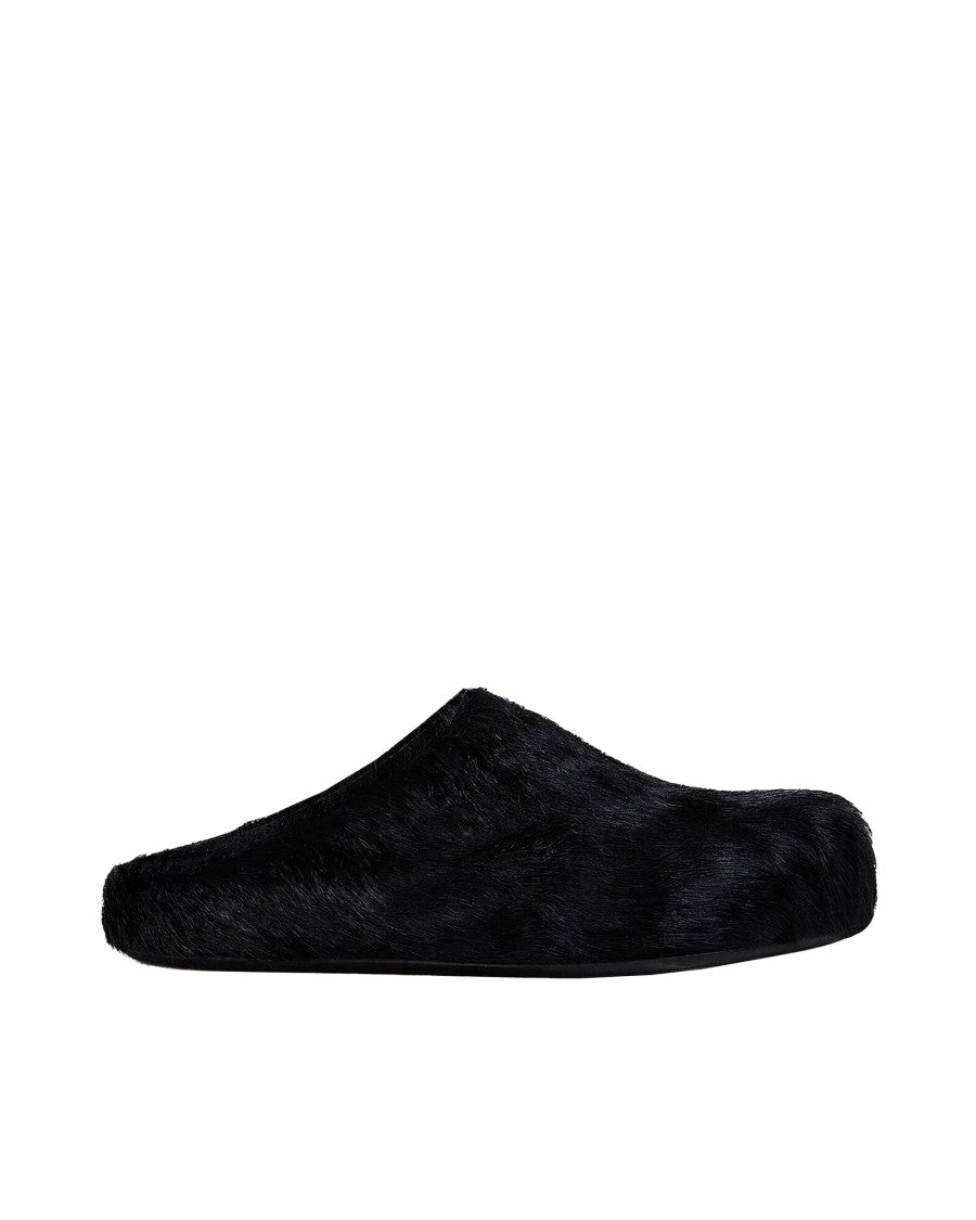 Marni Long-Hair Leather Fussbett Mules - Black