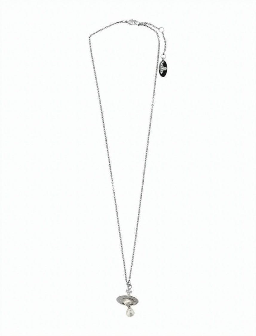 Vivienne Westwood Platinum Orb Pendant Creamrose Pearl Necklace