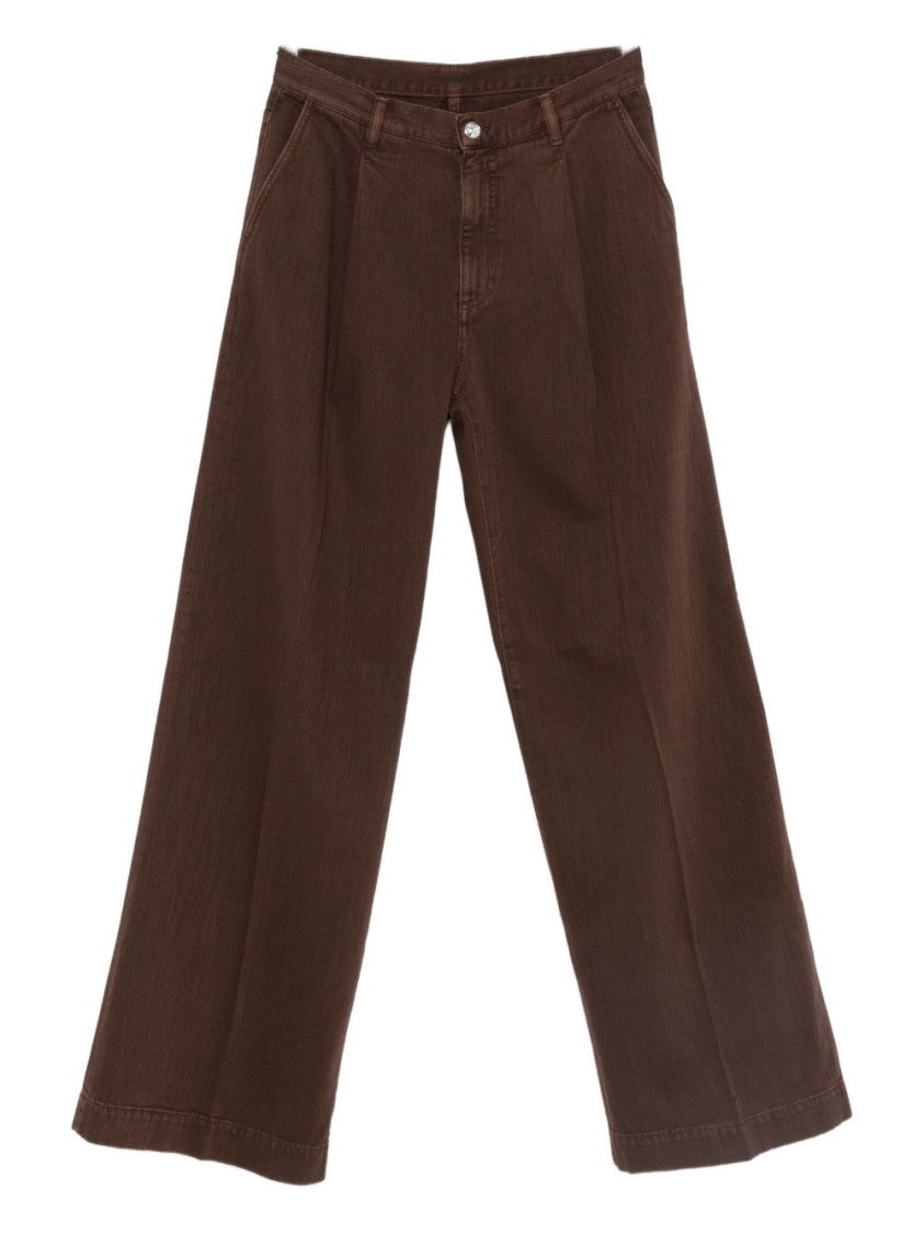 Nine In The Morning Wide-Leg Bordeaux Trousers With Pleats And High Waist