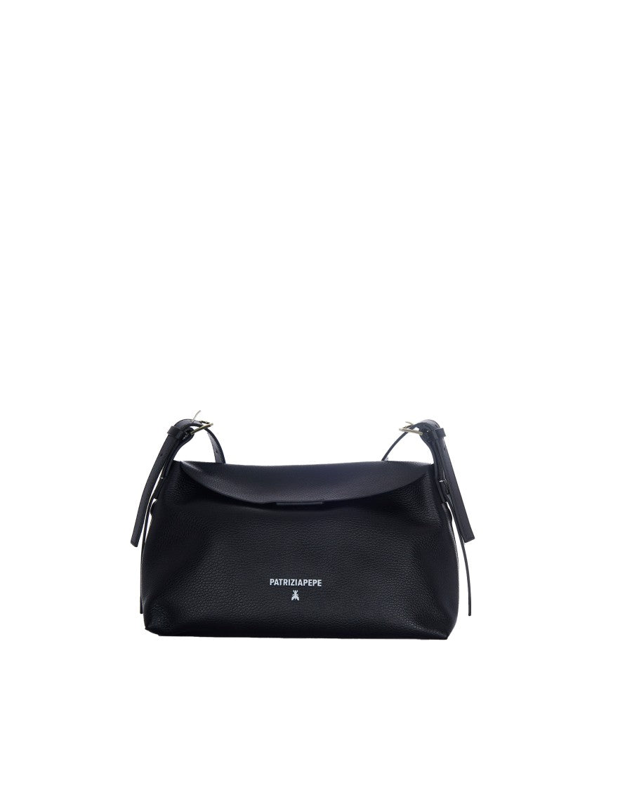 Patrizia Pepe Medium Textured Shoulder Bag With Logo Detailing