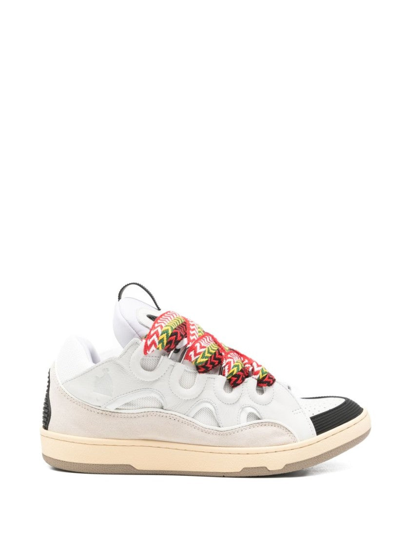 Lanvin Silk And Nylon Sneakers With Multicolored Zigzag Laces